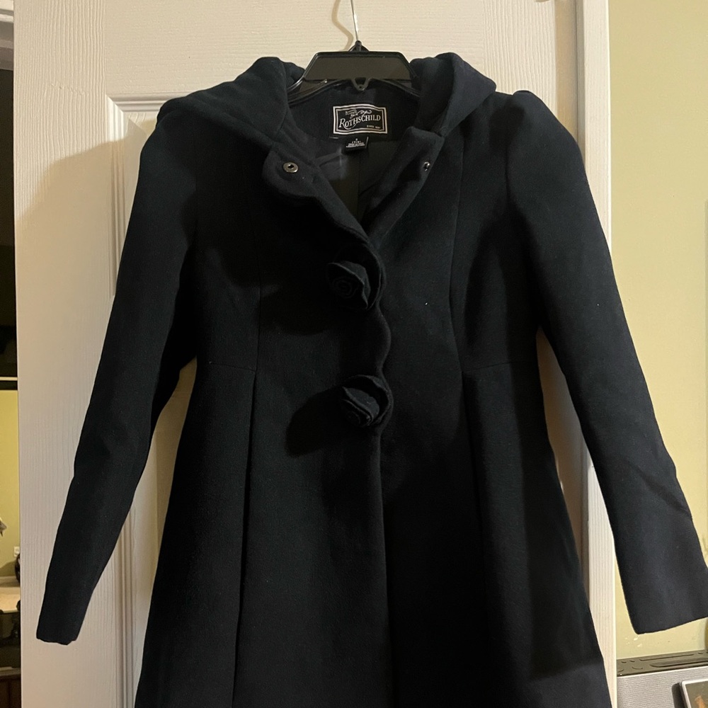Navy blue Rothschild coat for kids.